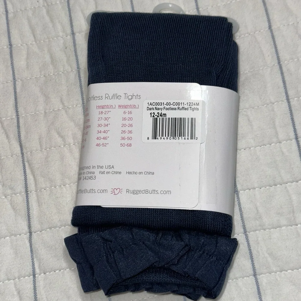 Ruffle Butts Ruggedbutts Footless Ruffle Tights‎ 12-24 months Navy Blue